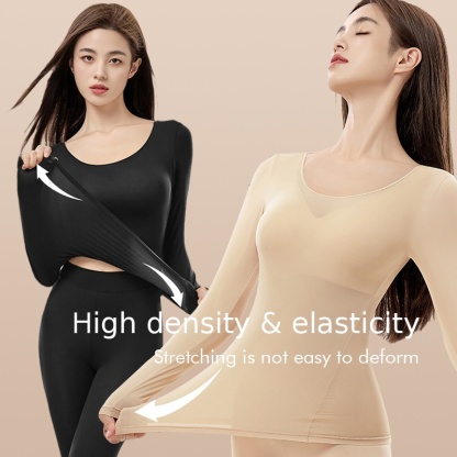Ultra Thin Long Sleeve Shirt Thermal Underwear Set Elastic Hyaluronic Acid Moisturizing Long Johns Set VEIMIA