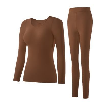 Coffee Invisible Long Sleeve Shirt Thermal Underwear Set Hyaluronic Acid Moisturizing Long Johns Set VEIMIA