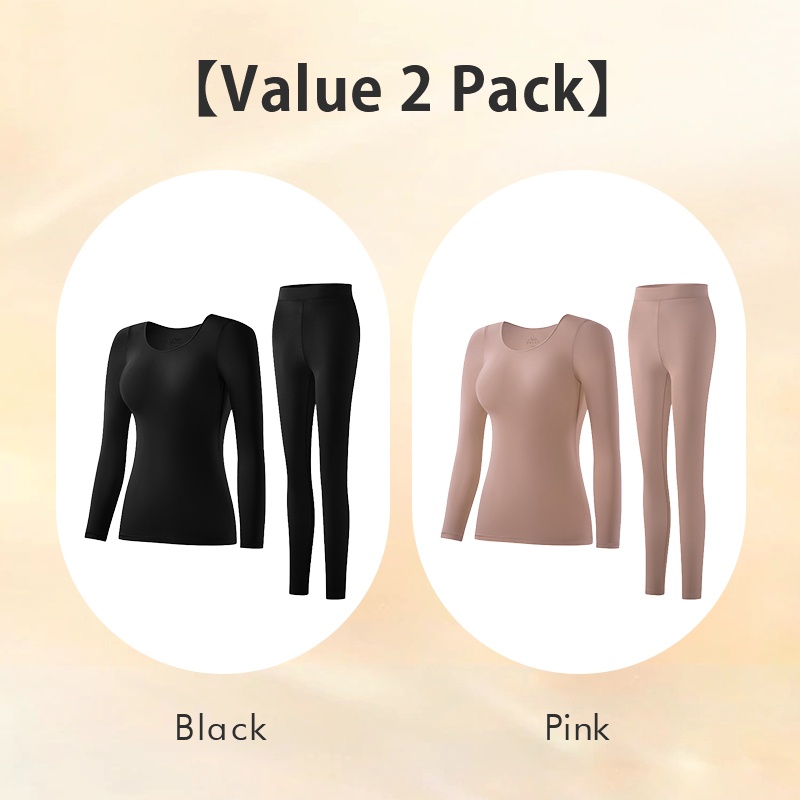 VEIMIA Ultra Thin Long Sleeve Shirt Thermal Underwear Set Hyaluronic Acid Moisturizing Long Johns