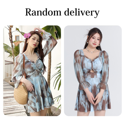 Long Sleeve One-piece Swim Dress, Wearing The Waves Free Size VEIMIA