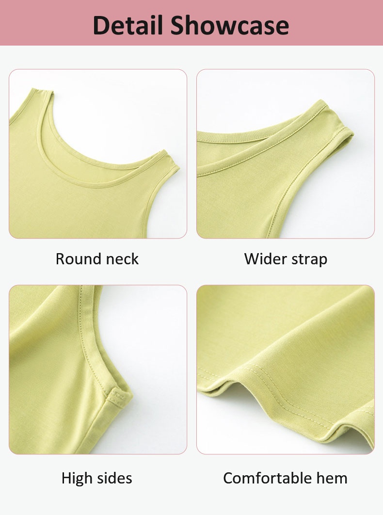 Tank top detail showcase with round neck wider straps high sides and comfortable hem - VEIMIA