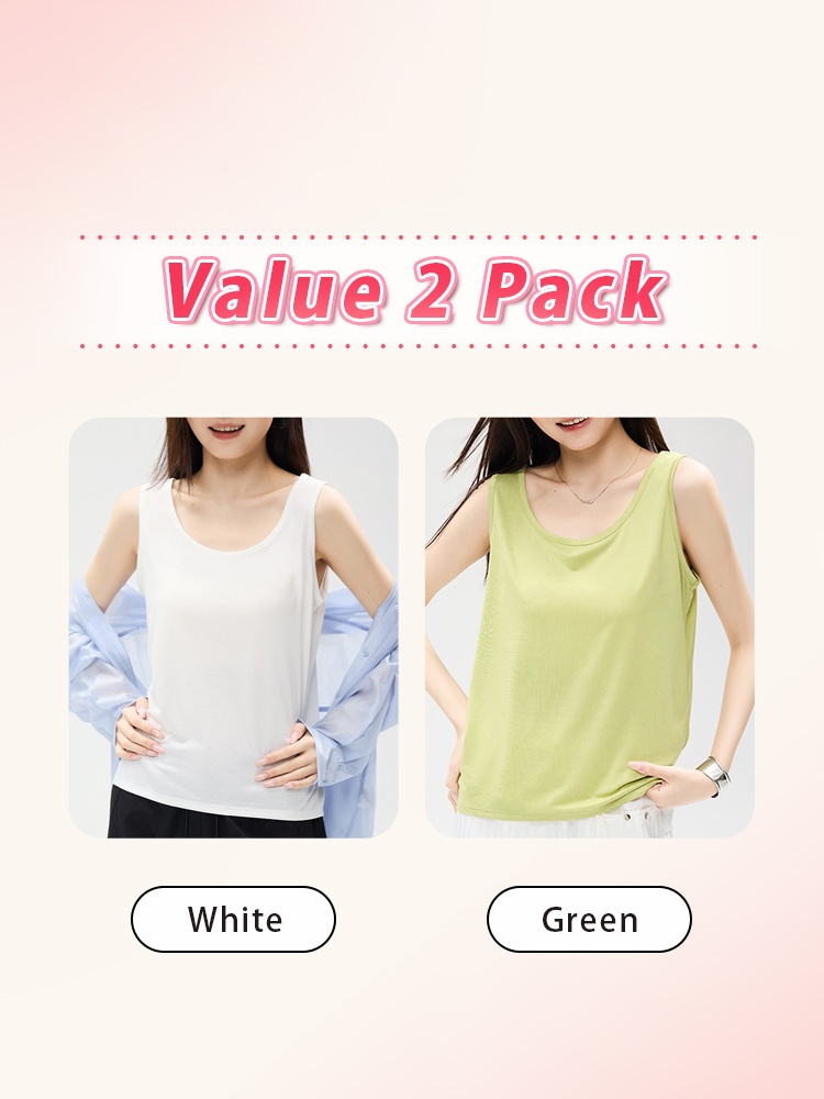 Value 2 pack loose tank tops in white and green - VEIMIA
