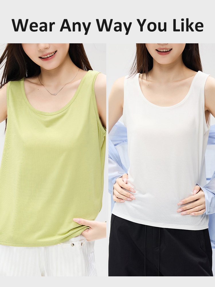 Loose tank top worn two ways in green and white - VEIMIA