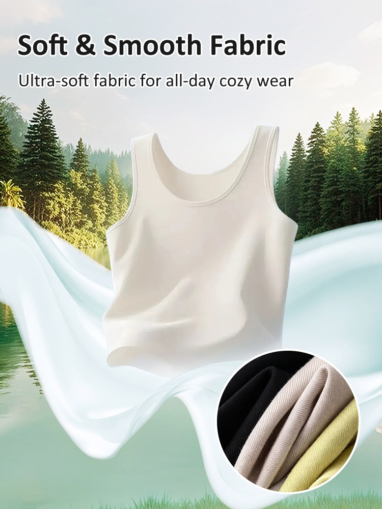 Soft smooth fabric tank top with color options in white black khaki and green - VEIMIA