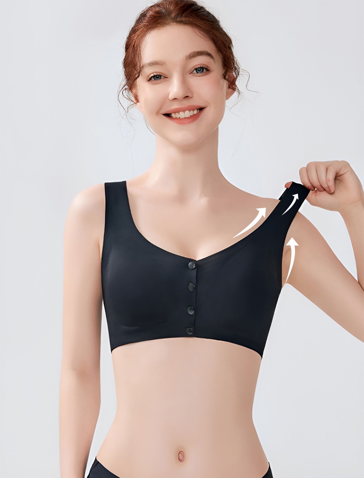 Seamless Front Closure Mastectomy Bras With Pockets For Womens Breast Prosthesis Wide Elastic Strap VEIMIA