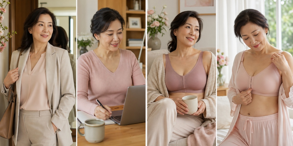 VEIMIA mature women comfort bra wardrobe for daily work home and elegant styling scenes
