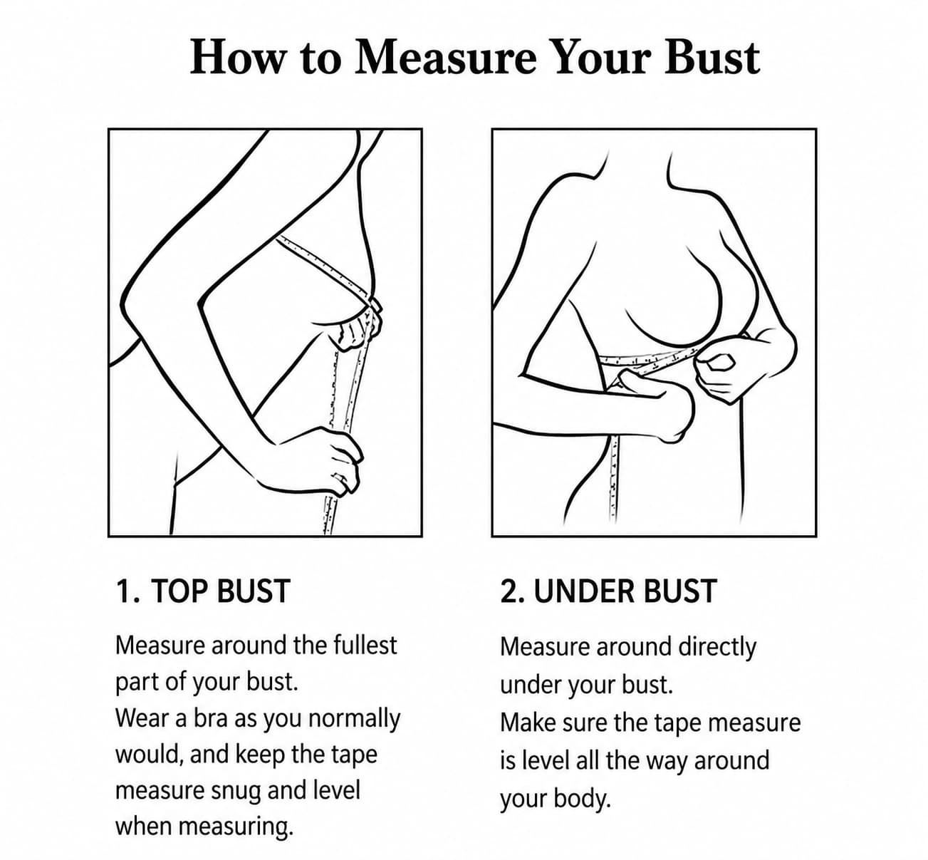 How to measure bust and underbust for B to G cup sizes