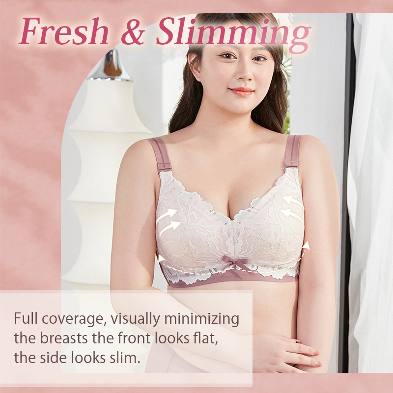 Minimizer Bras Most Beautiful Lace Bra For Refreshing & Slimming, Wireless Design Also Offers Excellent Support VEIMIA