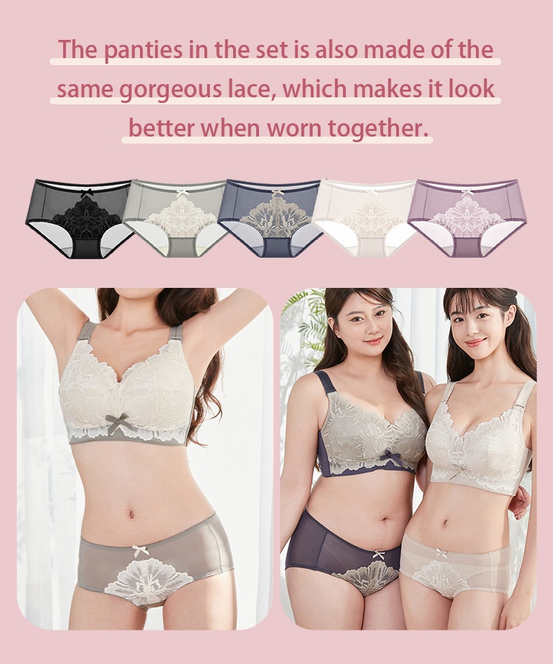 Matching Panties Of Plus Size Minimizer Bra The Most Cute and Beautiful Lace Bras Refreshing & Slimming VEIMIA
