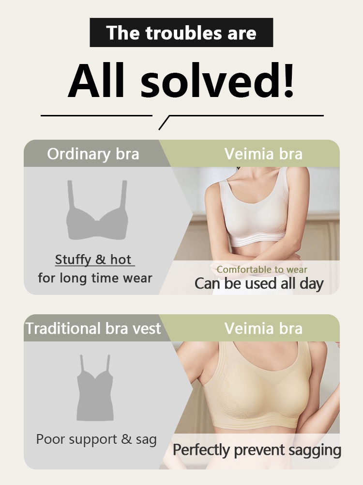 Nighttime Sleep ​​Bras​​ 24H All-day Wearable, Antibacterial Latex Cups With Breast ​​Enhancements​​ At Night VEIMIA
