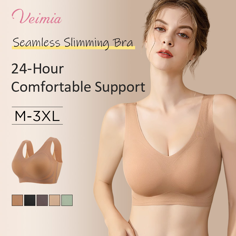 Invisible Seamless Bralette Comfortable No Wire Support V Neck Bra VEIMIA