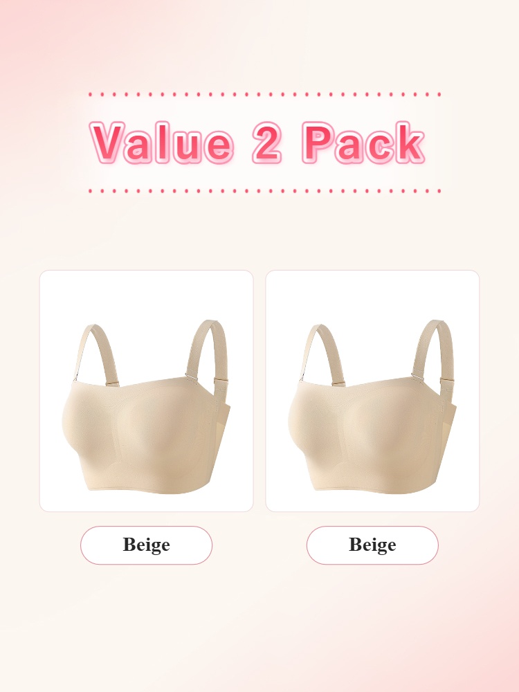 Value 2 pack beige strapless bras with adjustable shoulder straps VEIMIA
