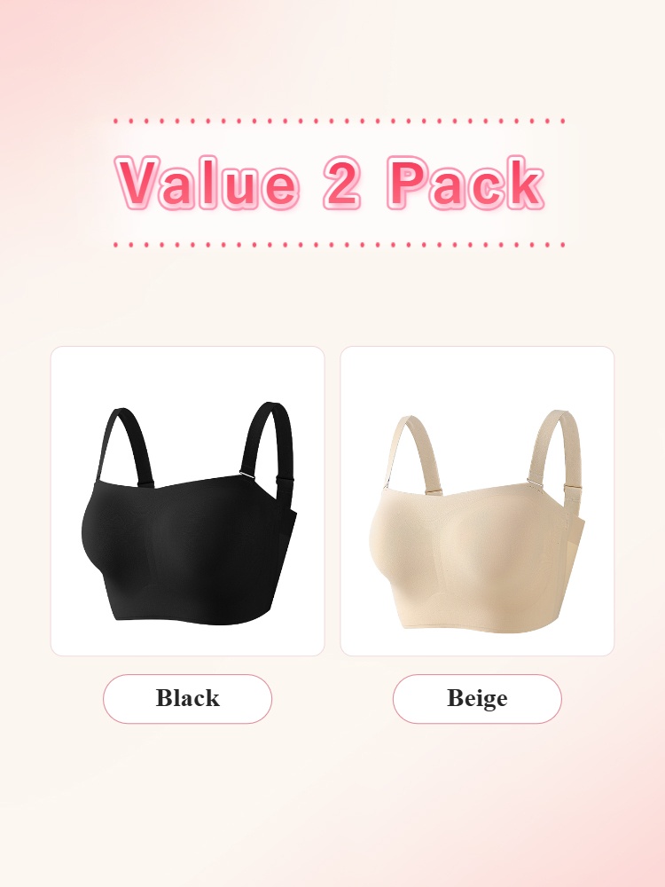 Value 2 pack black and beige strapless bras with adjustable straps VEIMIA