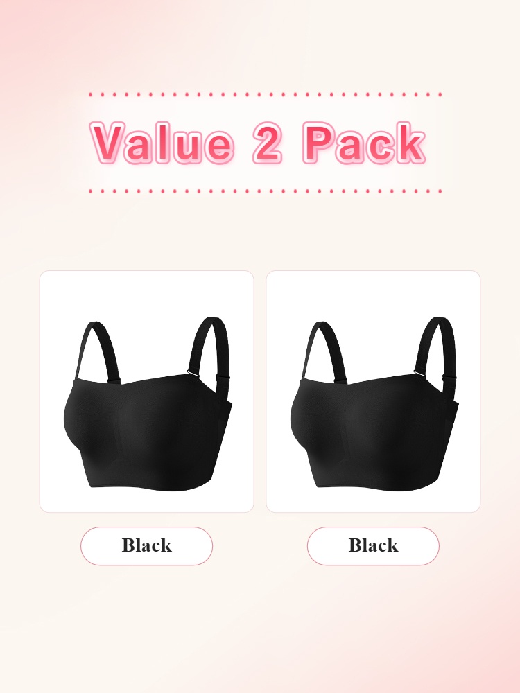 Value 2 pack black strapless bras with adjustable shoulder straps VEIMIA