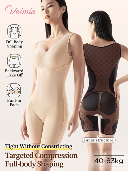 One-piece Bodysuits Targeted Compression For Full-bodies Shapings With Built-in Underwear VEIMIA