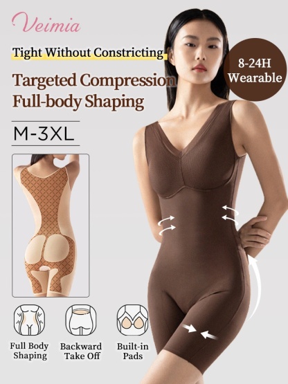 One-piece Bodysuits Targeted Compression For Full-bodies Shapings With Built-in Underwear VEIMIA