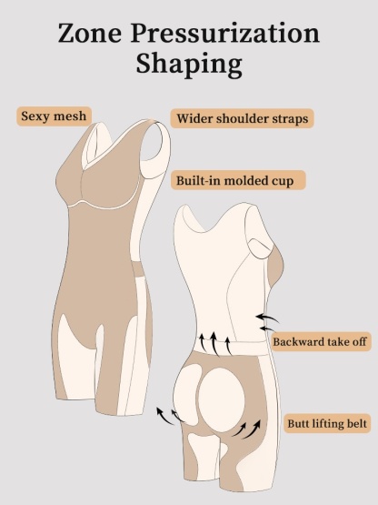 One-piece Bodysuit Targeted Compressions For Full-bodies Shapings With Built-in Underwear VEIMIA