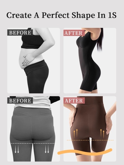 One-piece Bodysuit Targeted Compressions For Full-body Shaping With Built-in Underwears VEIMIA