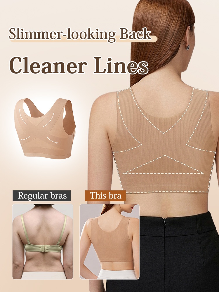 Back view showing wide coverage and cross-back support design VEIMIA