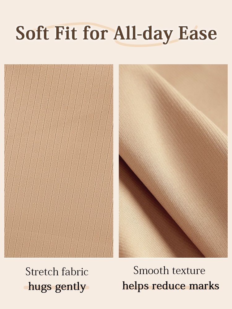 Close-up graphic showing stretch ribbed fabric and smooth texture VEIMIA