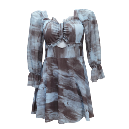 Women's Mesh Long Sleeve One-piece Swim Dress For Slimming VEIMIA 