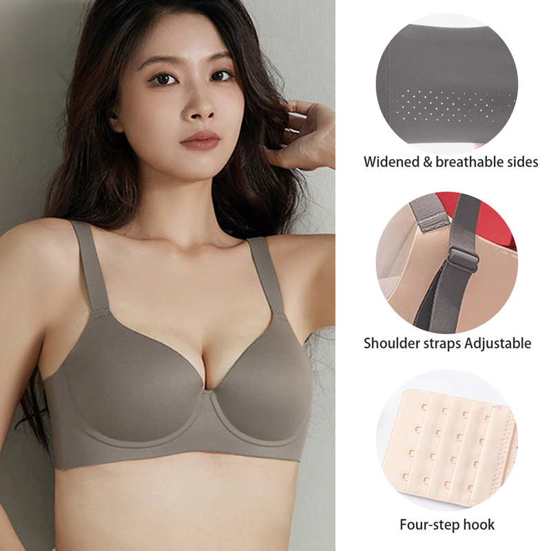 Womens Sexy Padded Plunge Push Up Bras Seamless Soft Underwire Supportive Bralette VEIMIA