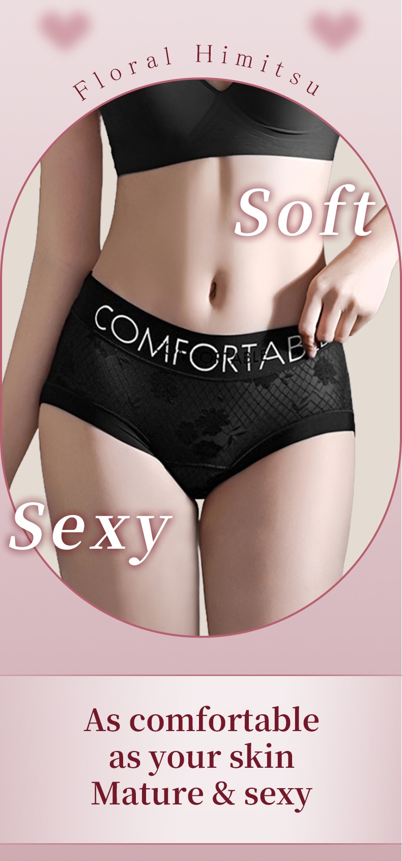 Comfortable High Elastic Waistband with Ultra Soft Lace Panties VEIMIA