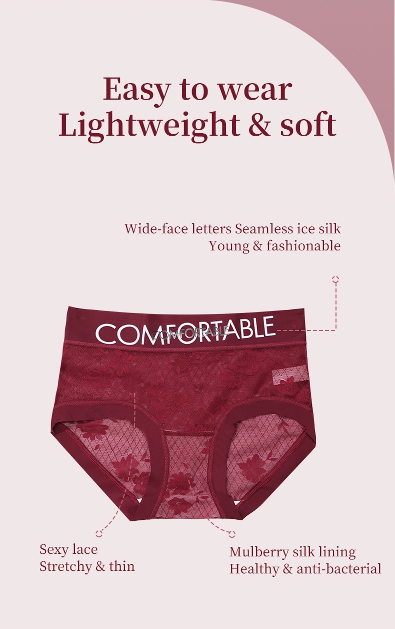 Sexy Lace Panties Ultra Soft Fabric & High Elastic Comfortable Waist VEIMIA