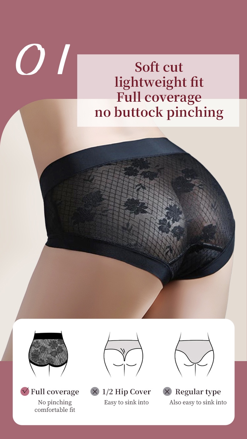 High Elastic Waistband Sexy Lace Panties Skin-Friendly & Ultra Soft VEIMIA
