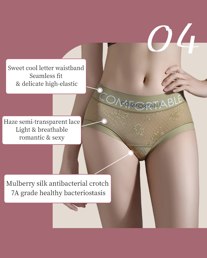 Ultra Soft Lace Panties Skin-Friendly Fabric High Elastic Waist VEIMIA