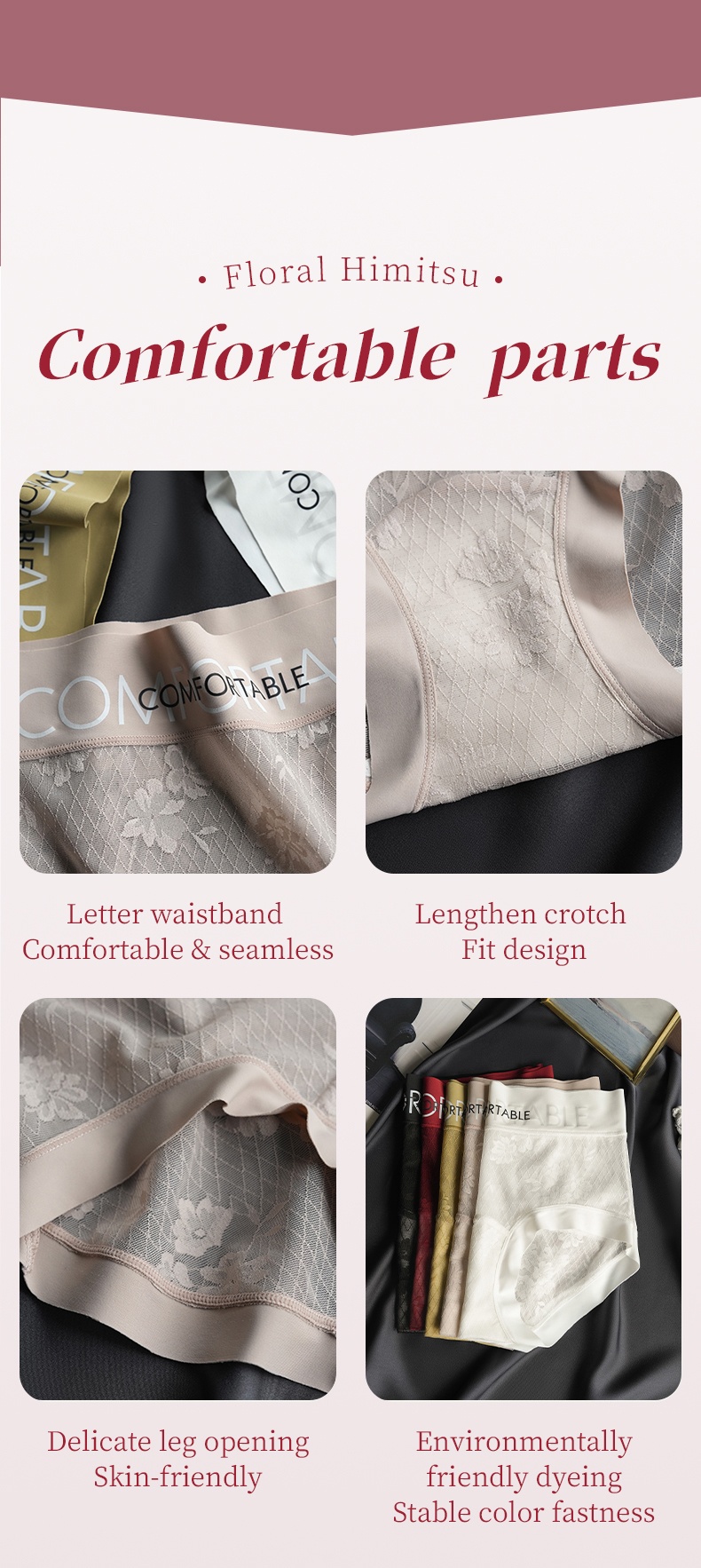 High Elastic Waistband Ultra Soft Lace Panties Skin-Friendly VEIMIA