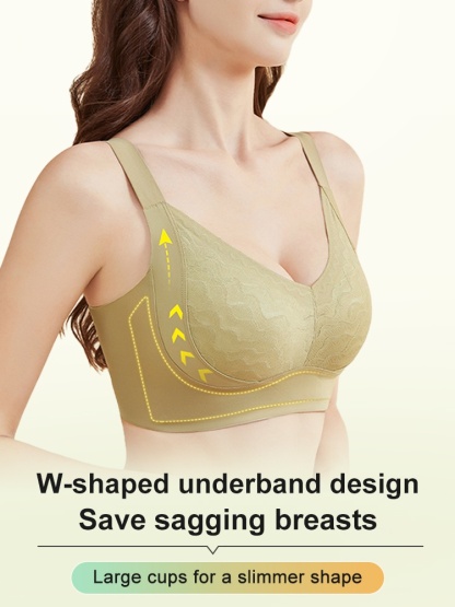 Plus Size Bras 3D Wireless Lifts & Anti-sagging, Full-cover Slimming Cups For Sleek Looks VEIMIA