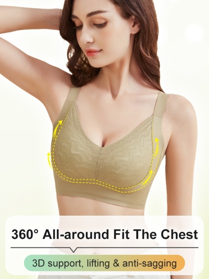Plus Size Bras 3D Wireless Lift & Anti-sagging, Full-cover Slimming Cups For Sleek Look VEIMIA