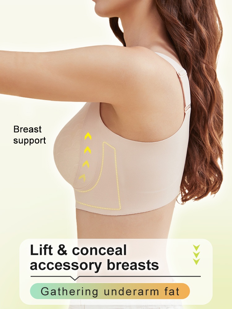 Plus Size Bras 3D Wireless Lifts & Anti-saggings, Full-cover Slimming Cups For Sleek Looks VEIMIA