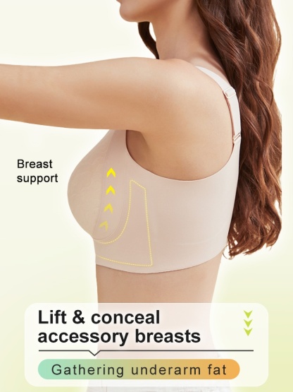 Plus Size Bras 3D Wireless Lifts & Anti-saggings, Full-cover Slimming Cups For Sleek Looks VEIMIA