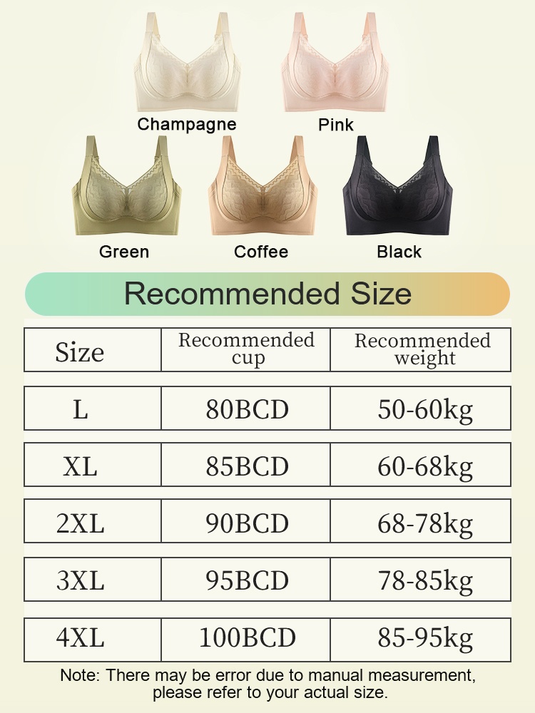 Plus Size Bra 3D Wireless Lift & Anti-saggings, Full-cover Slimming Cup For A Sleek Looks VEIMIA