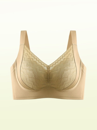 Plus Size Bras 3D Wireless Lifts & Anti-saggings, Full-cover Slimming Cups For Sleek Look VEIMIA