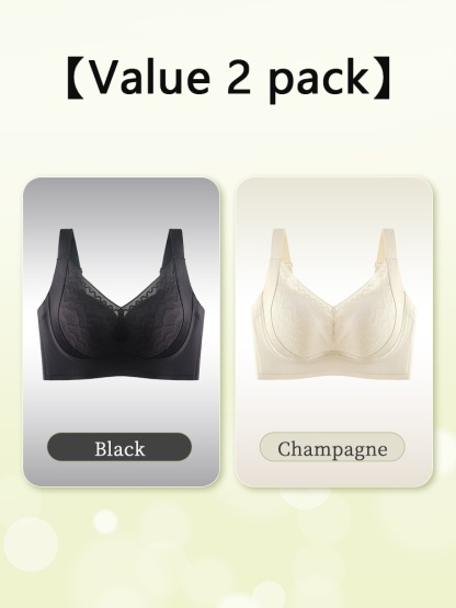 Plus Size Bra 3D Wireless Lift & Anti-saggings, Full-cover Slimming Cup For Sleek Looks VEIMIA