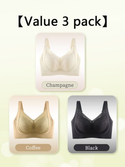 Plus Size Bra 3D Wireless Lifts & Anti-saggings, Full-cover Slimming Cups For Sleek Looks VEIMIA