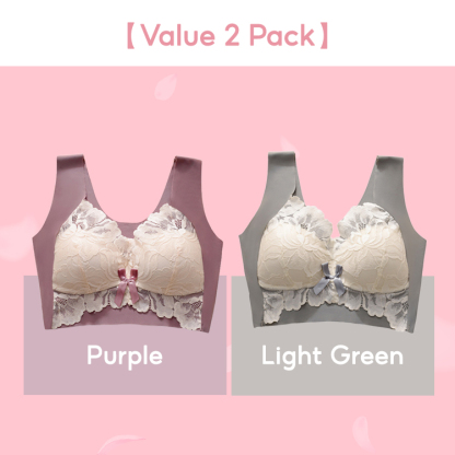 VEIMIA Flower Lace Utra-thin Plus Size Bra Breast Minimizing Comfortable Sleep