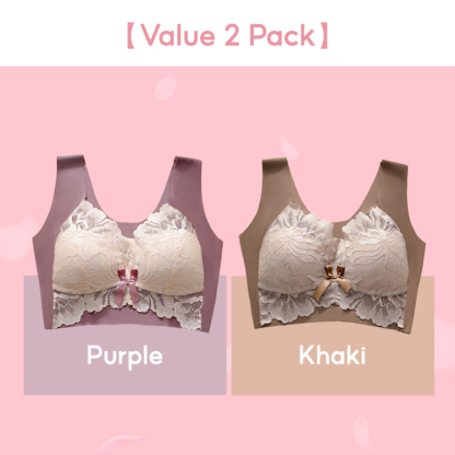 VEIMIA Flower Lace Utra-thin Plus Size Bra Breast Minimizing Comfortable Sleep