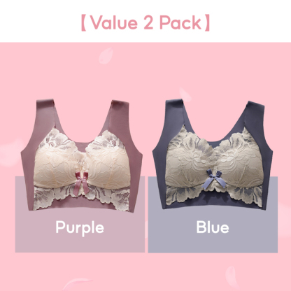 VEIMIA Flower Lace Utra-thin Plus Size Bra Breast Minimizing Comfortable Sleep