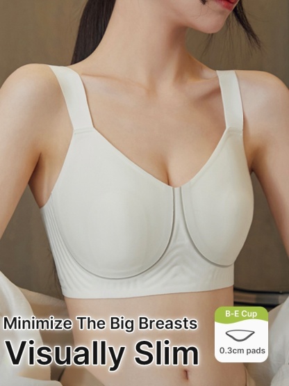Plus Size Minimizer Bras Visually Slim In 1S With Wireless Design & Wide Straps For Pressure-free Styles VEIMIA