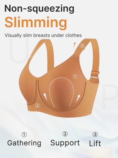 Plus Size Minimizer Bra Visually Slim In 1S With Wireless Design & Wide Straps For Pressure-free Supports VEIMIA