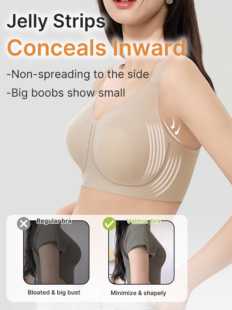 Plus Size Minimizer Bras Visually Slim In 1S With Wireless Design & Wide Straps For Pressure-free Feel VEIMIA