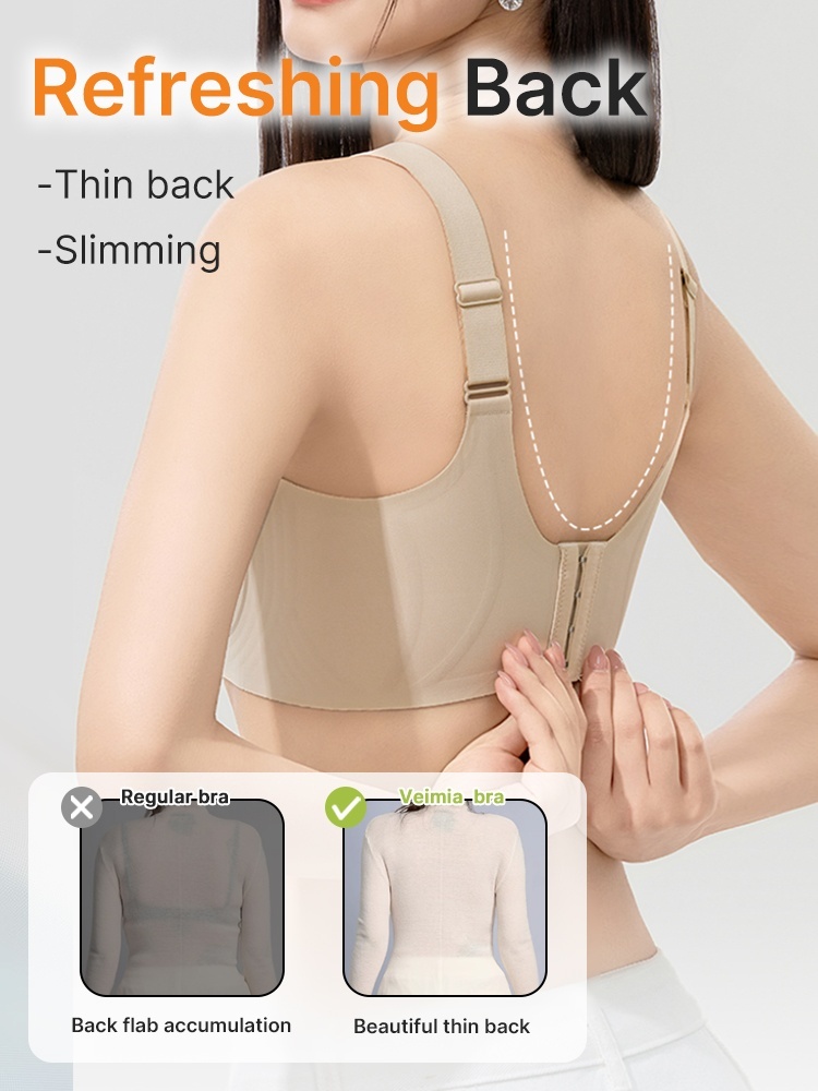 Plus Size Minimizer Bra Visually Slim In 1S With Wireless Design & Wide Straps For Pressure-free Silhouettes VEIMIA