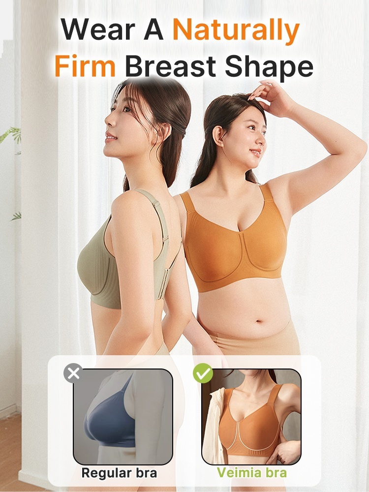 Plus Size Minimizer Bra Visually Slim In 1S With Wireless Design & Wide Straps For Pressure-free Figures VEIMIA