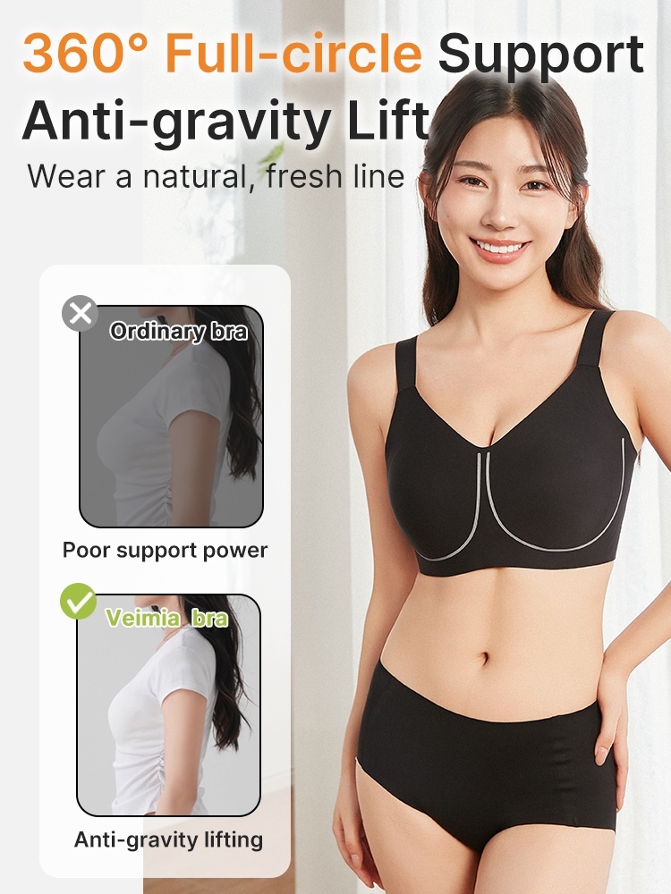 Plus Size Minimizer Bra Visually Slim In 1S With Wireless Design & Wide Straps For Pressure-free Profiles VEIMIA