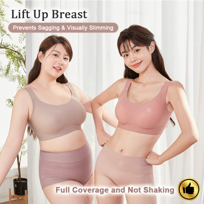 Women's Plus Size Seamless Anti-sagging Bras With Double Stable Support Lift Up Breast VEIMIA