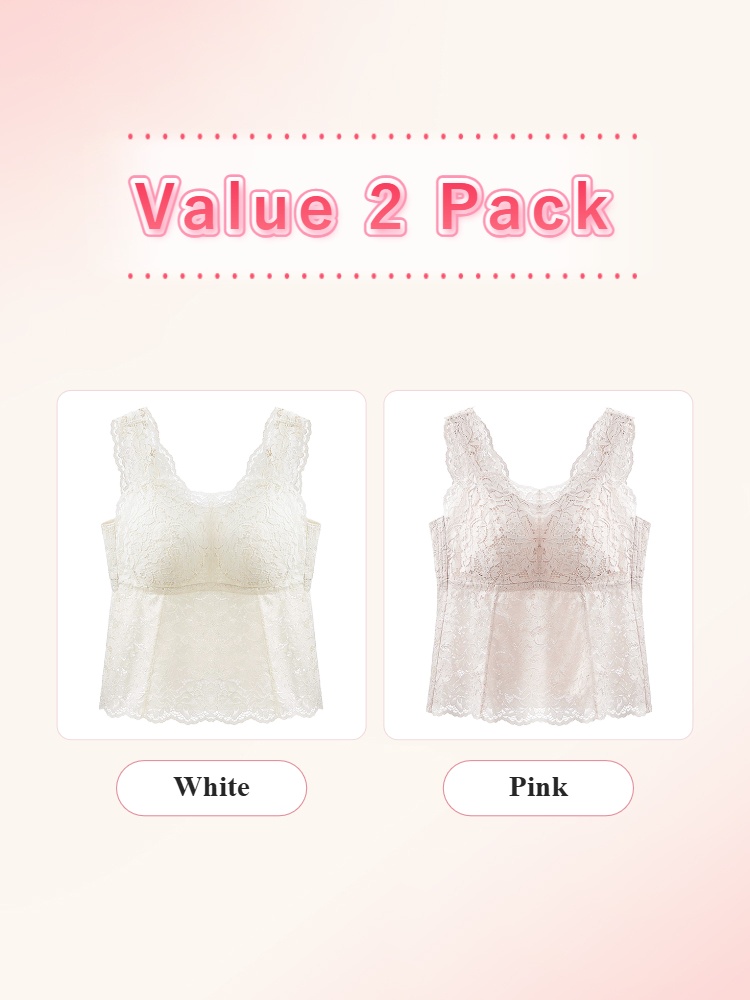 Value 2 pack lace tank tops in white and pink colors VEIMIA